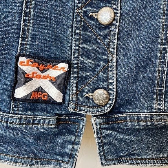 OOAK Miss Etam Reworked vintage denim jacket, y2k, sz L/XL, stretchy - Picture 4 of 15